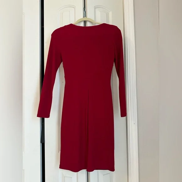 Lauren Ralph Lauren Red Ruched Wrap Cocktail Dress - Picture 7 of 7